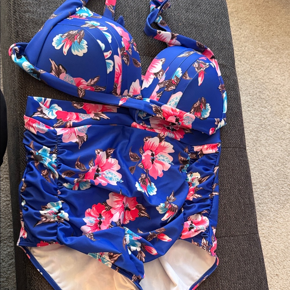 COCOSHIP Blue Floral Bikini